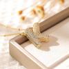 26-Letter Alphabet Pendant Necklace with Copper Clavicle Chain and Micro-Inlaid Zircon