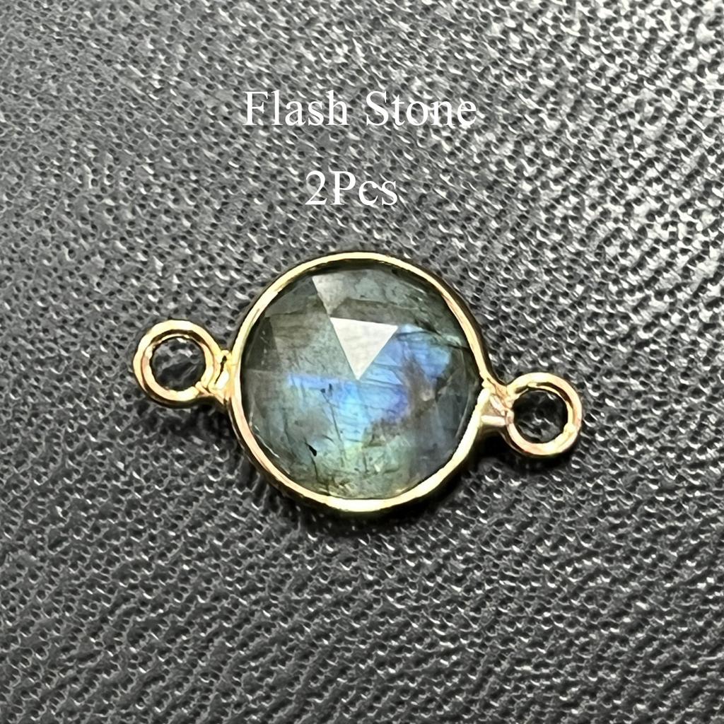 2Pcs, Faceted Natural Stone Connector, Minimalist Handcrafted Round Agate Gems Pendant Connectors for Jewelry Making DIY Necklace Bracelet Accessories