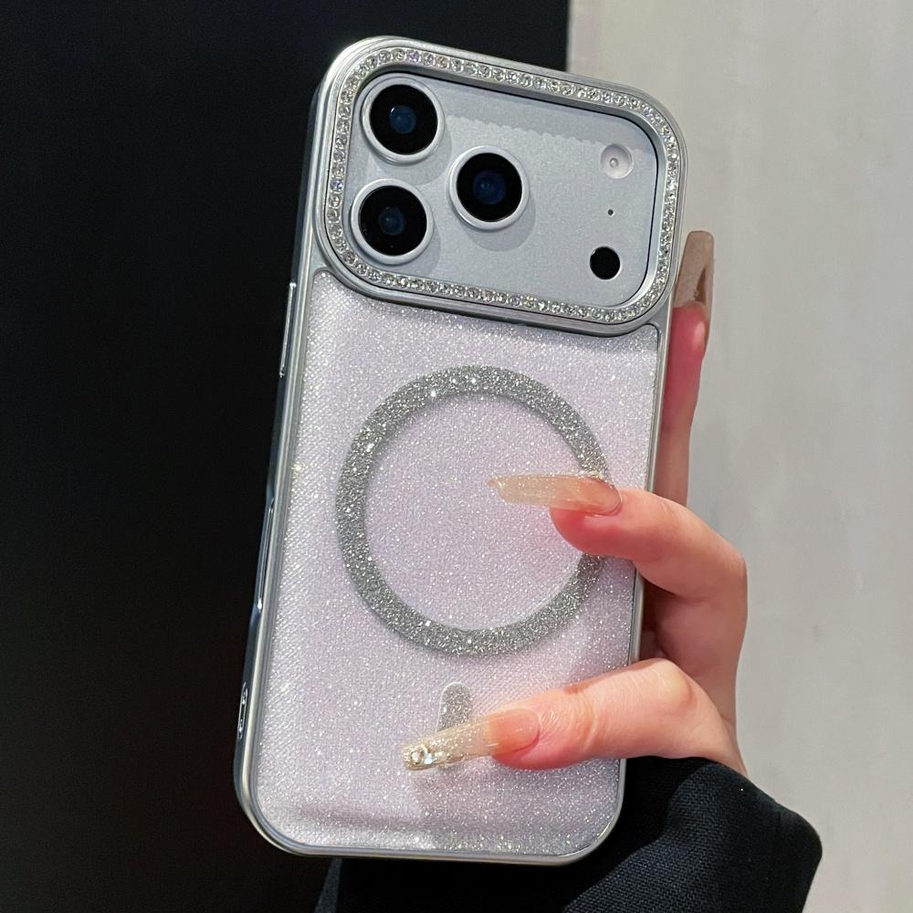 

Shiny Diamonds Glitter Magnetic Case for iPhone 17 Air 16 15 14 13 12 11 Pro Max Plus For Magsafe Bumper Plating Cover iPhone17 Pro