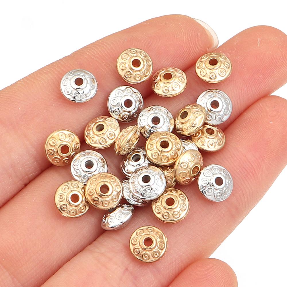 100 Stück CCB Abstandshalter Perlen Flach Rund Lose Abstandshalter Perlen Für Schmuckherstellung DIY Handgemachte Armbänder Halskette Zubehör Komponenten