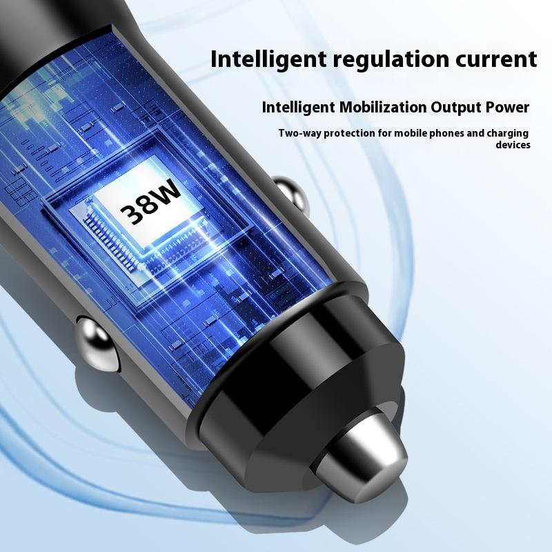 PD Dual Port Car Charger 38W Fast Charging Type-c Circular Car Charger