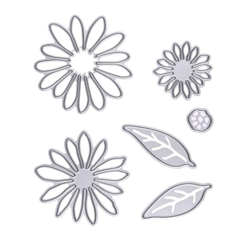 6Pcs/set Daisy Flower Metal Cutting Dies Embossing Stencils for DIY Scrapbooking Photo Album Decorative Paper Cards Making Tool