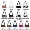 Fashion Soft Faux Fur Plush Underarm Handbag Cow Print Leopard Print Mini Shoulder Bag Faux Fur Purse