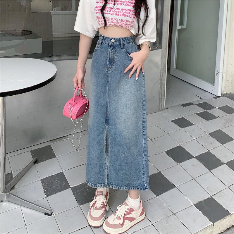 

Модная джинсовая юбка миди А-силуэта 2025: Стильный дизайн средней длины и приталенного силуэта 3XL