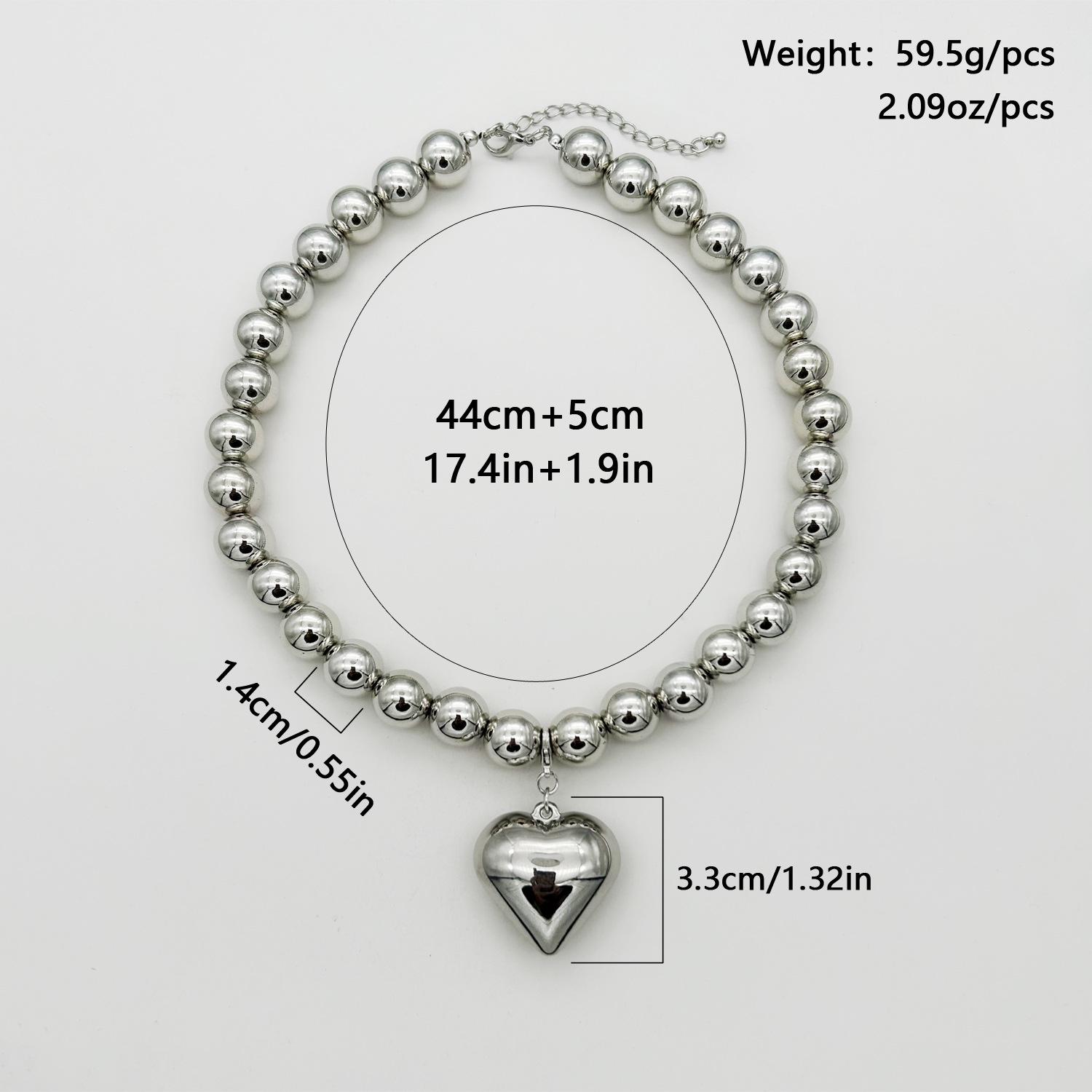 

Панк Ожерелье-чокер с крупными бусинами и персиковым сердцем со съемной подвеской-сердцем