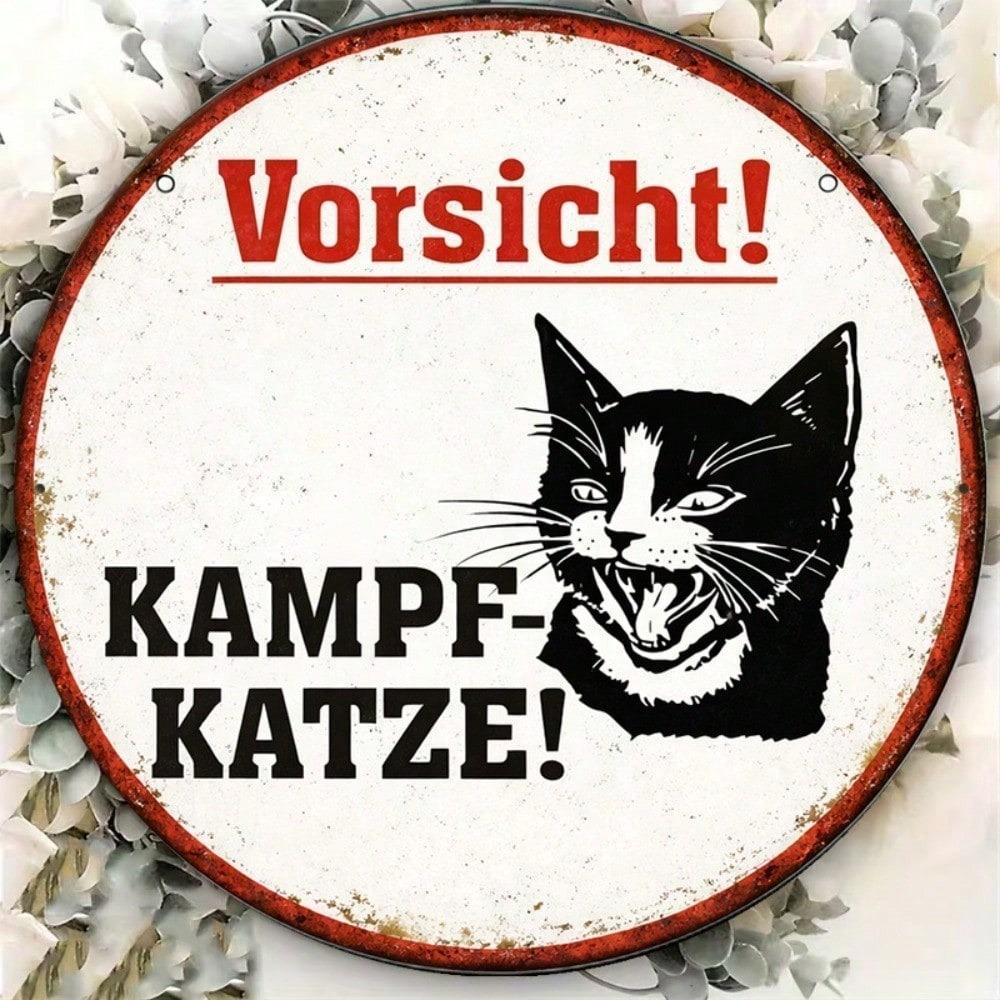 1pc 8x8in Vintage Beware Of Cat Metal Sign Funny Decorative Wall Art For Garage Bar Cafe