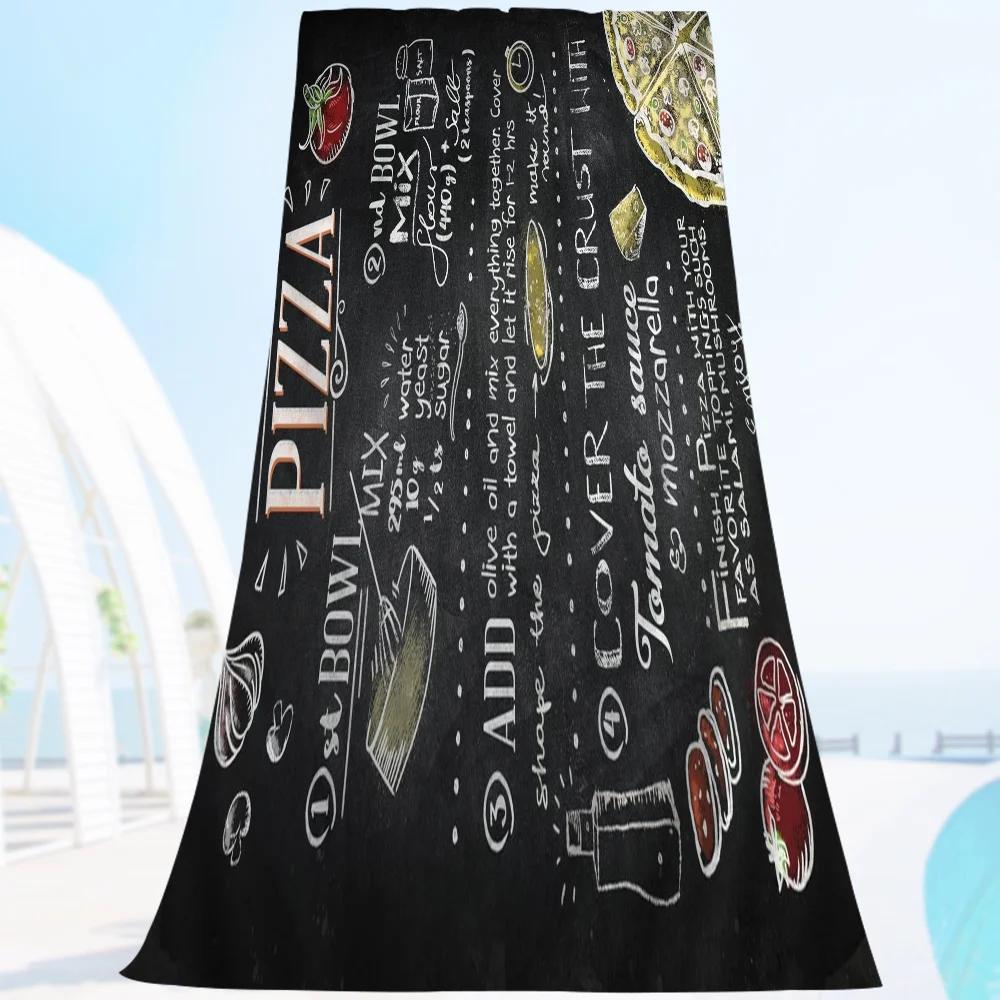 

Food Restaurant Cafe Chalk Microfiber Blanket Quick Drying Beach Towels Oversized Printing Super Absorbent Pool Towel Blanket W40*H60(CM)