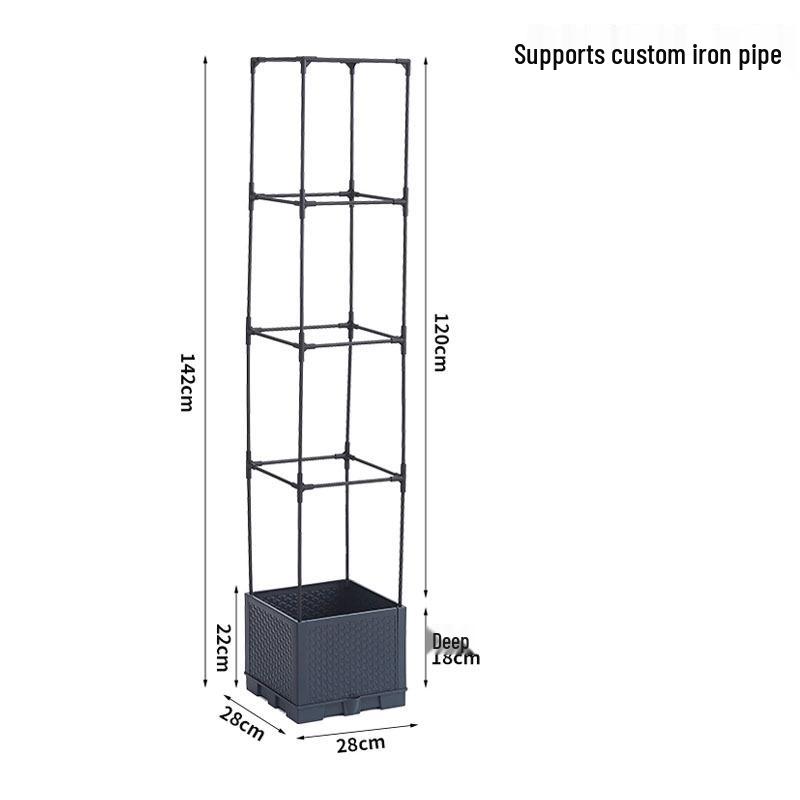 Balcony and Rooftop Vegetable Planting Box with Tomato Cage: Durable Plastic Flower Pot Container for Home Gardening.