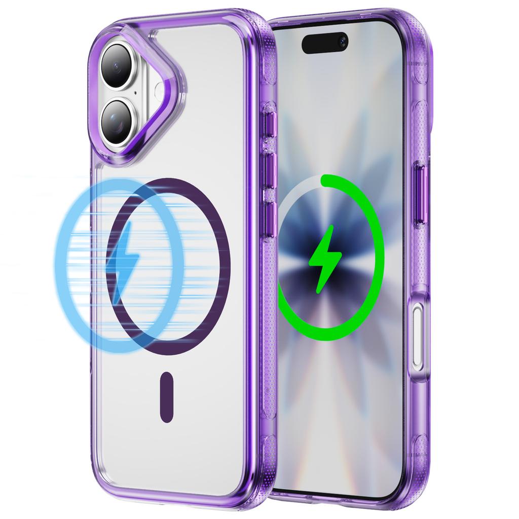 Case for 17 16 15 14 13 12 Pro Max Transparent Magnetic Protective Cover Full Coverage Wireless Charging Shock Proof Tough Shell