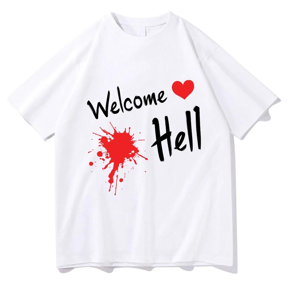 Anime TouHou Project Welcome Hell Tshirt 2025 women Clothing Harajuku Clothes Summer Tops Unisex Graphic T Shirts