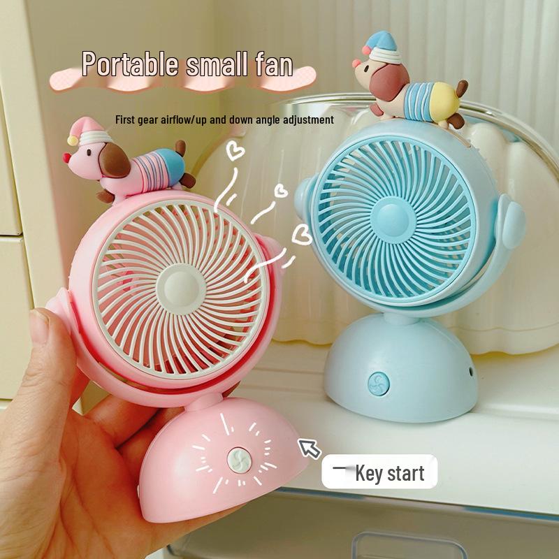Compact Silent Cartoon Desk Fan for Office & Dorm - Cute Portable Mini Fan