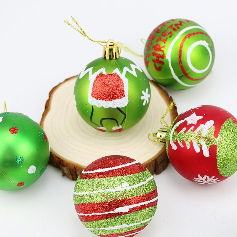 (6pcs/pack)7*6cm Christmas Ball Decorations Printing Pendant Festive Style Painted Christmas Ornament Handmade DIY