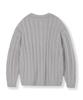 Nodu Fisherman Cable Round Neck Semi-Oversized Long Sleeve Knit Cable Knit Cardigan [Gray]