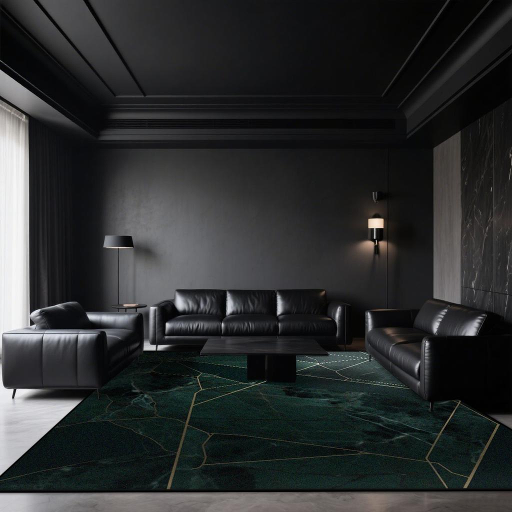 Black Marble Carpets for Living Room Dark toned Decoration Home Sofa Large Size Rugs Bedroom Cloakroom Short Velvet Floor Mat