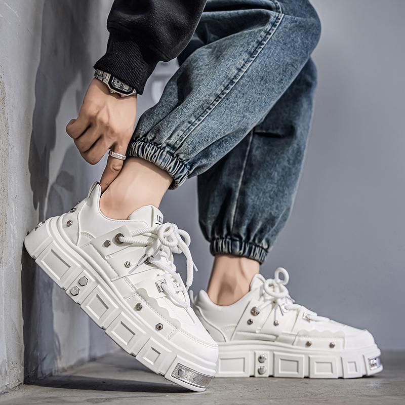 Herren Sportschuhe Punk Weiß Skateboard Schuhe Elevator Plateau Sneaker Student Lila Laufschuhe Übergröße