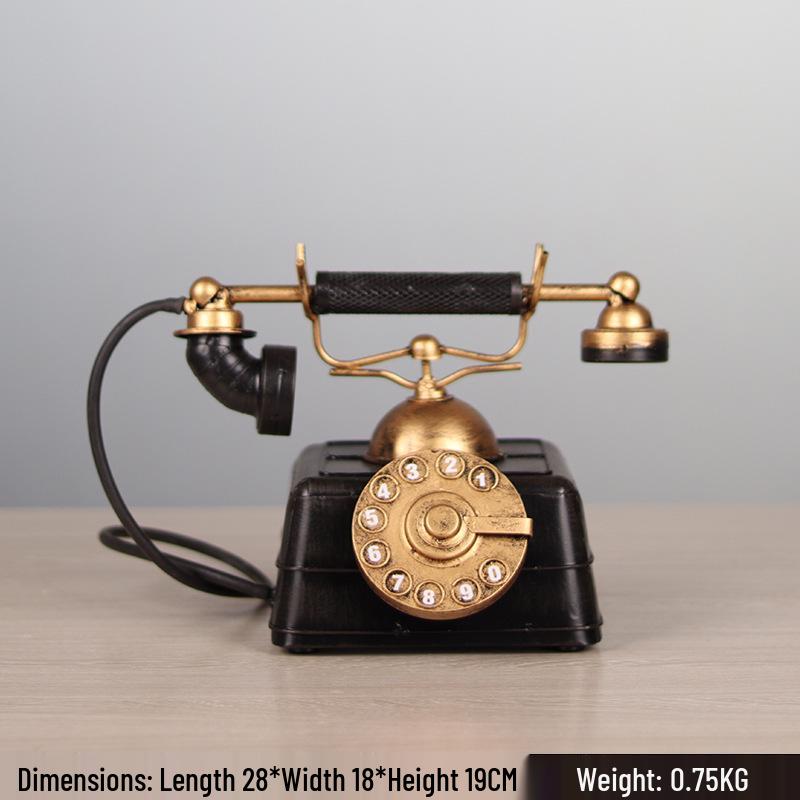 Retro All-Metal Telephone Model: Home Decoration & Wine Cabinet Ornament