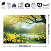 2D Printed Spring Forest & River Backdrop, Yellow Flower Scenery Photo Background for Photoshoot