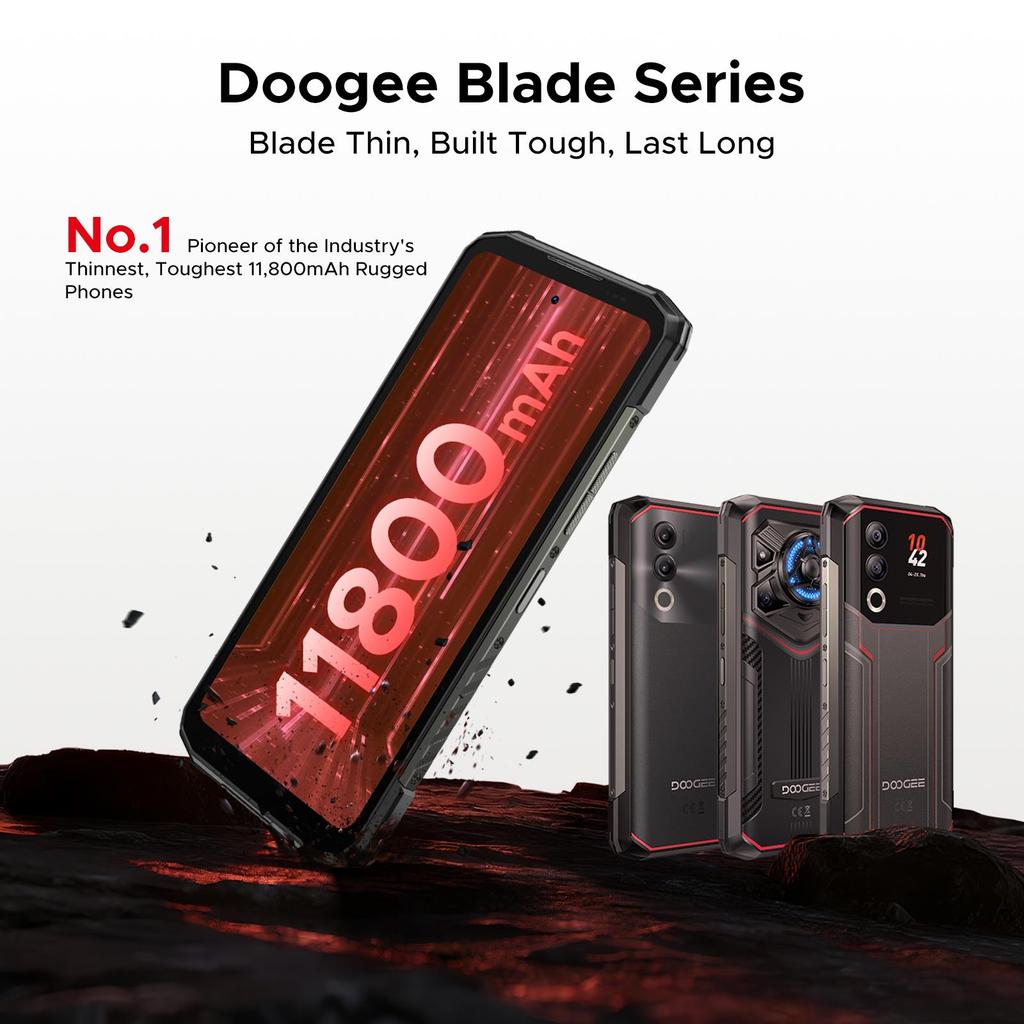 DOOGEE Blade 20 Pro Rugged Smartphone Android 15, 24GB+256GB/2TB,50MP+20MP+8MP, Triple Card slots/NFC/OTG/GPS/Face ID