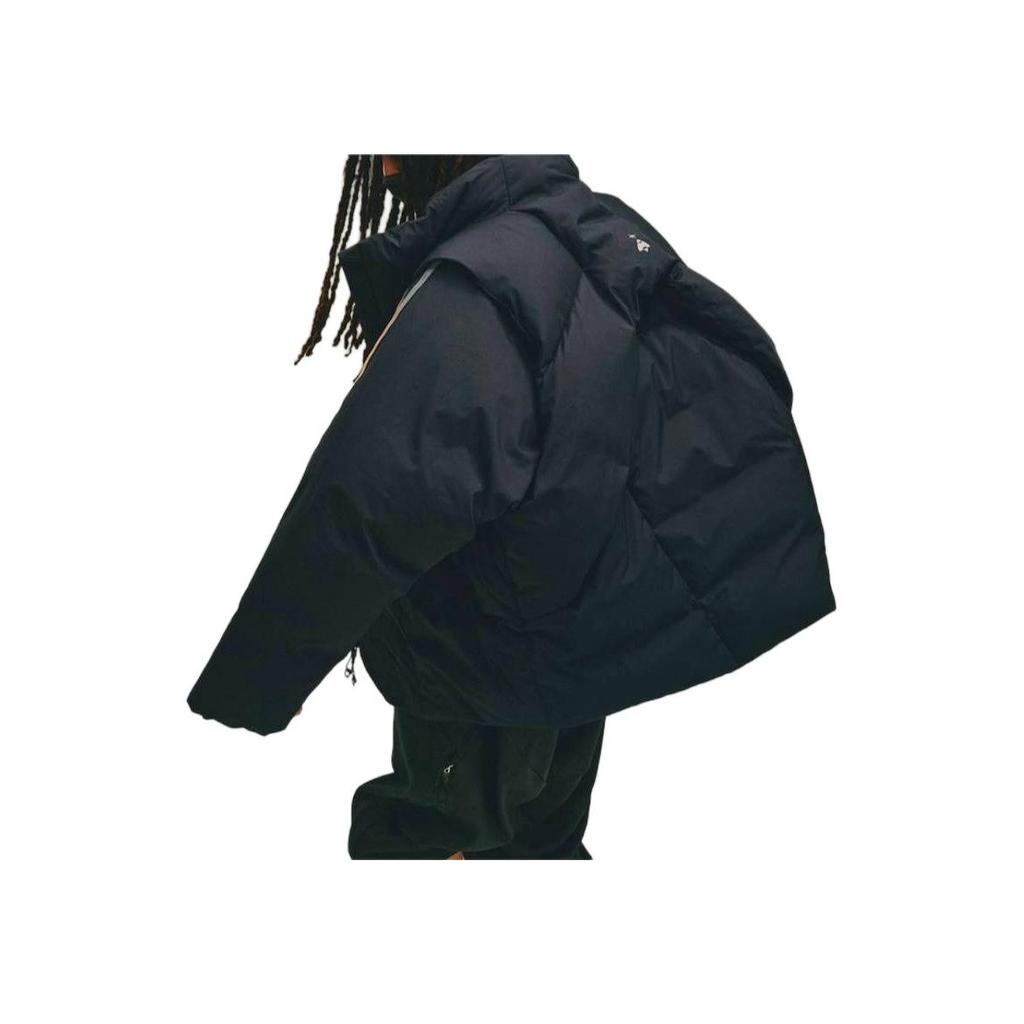 Adidas Originals x HAMCUS Co-Branded FW23 Solid Color Three-Stripe Logo Hooded Down Jacket With Zipper Unisex Outerwear Black IY5049