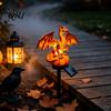 Seasonal Spooky Table Decoration Dragon Solar Garden Light, Halloween Night Resin Gothic Pumpkin Unique Gift for Lovers Statue, Medieval Fantasy