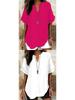 Women's Summer Loose Solid V-Neck Casual Shirt
