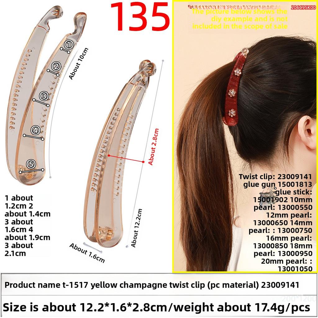 The Hairpin Has A Sweet Twist Clip At The Back of The HeadA Moon-shaped Banana Clip and A Half-tied Ponytail Vertical Clip