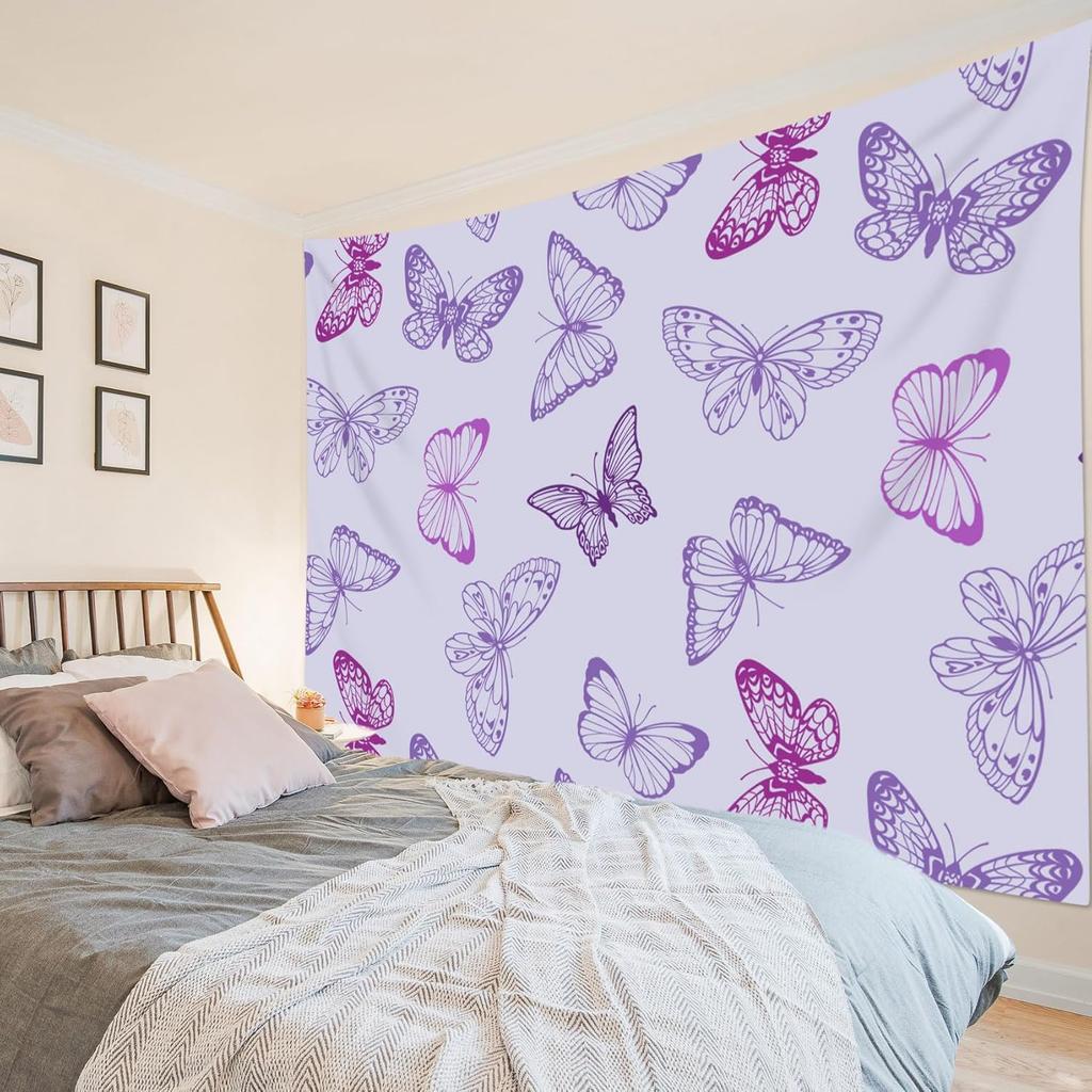 Purple Butterfly Tapestry Vintage Butterfly Tapestry Wall Hanging Fantasy Wall Art Living Room Bedroom Dorm Party Decorations