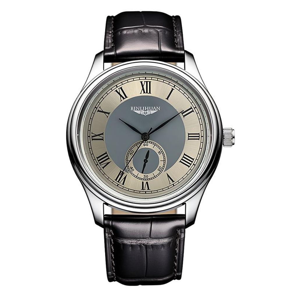 Men s Quartz Watch Leather Strap Minimalist Business Wristwatch