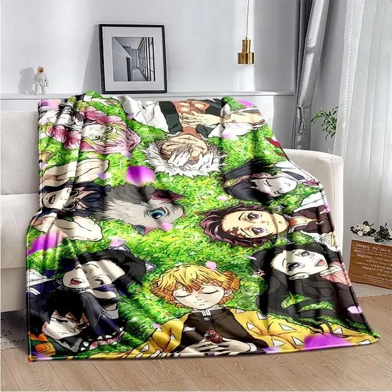 Anime Demon Slayer Kimetsu no Yaiba Fleece Blanket Nezuko Kamado Tanjiro Kamado Soft Bedding Bedspread Sofa Warming Cover