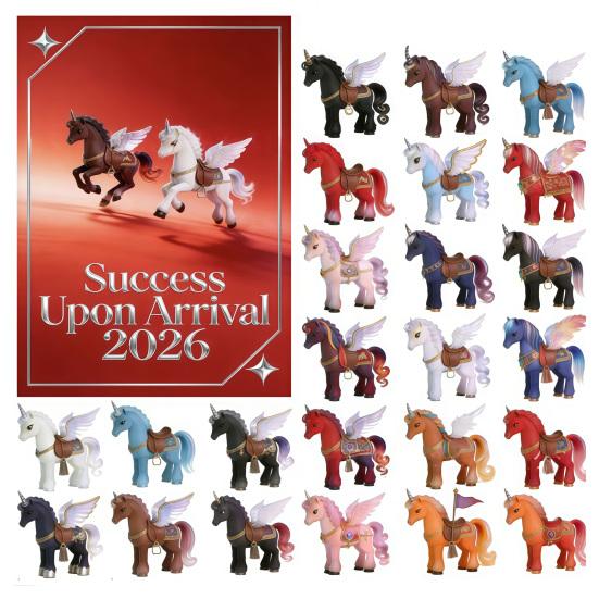 

2026 Різдвяний календар Пегас Акрилова фігурка Набір 2D Плаский настінний декор Веселі колекційні предмети для дітей Барвисті фентезі-прикраси для кімнати Вечірки та Подарунки A