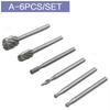 1 Set 6Pcs Diamond Grinding Burr Needle Point Engraving Carving Polishing for Glass Jade Stone Drill Bit Rotary Tool
