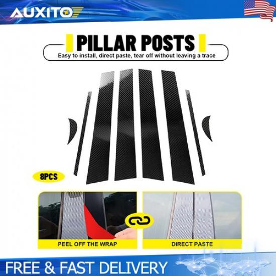 8PCS Exterior Styling Pillar Post Cover For Toyota Camry 2018-2024 Carbon Fiber