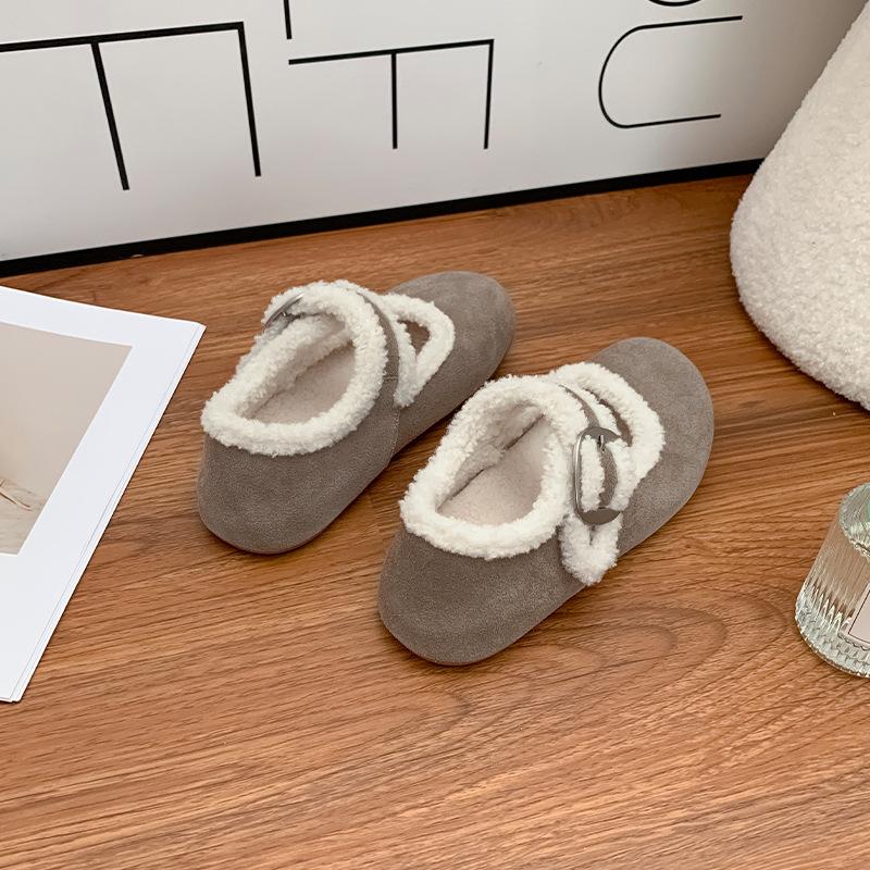 2025 winter new thick fluff shoes women's fashion versatile big head cute ugly Boken shoes comfortable warm cotton shoes