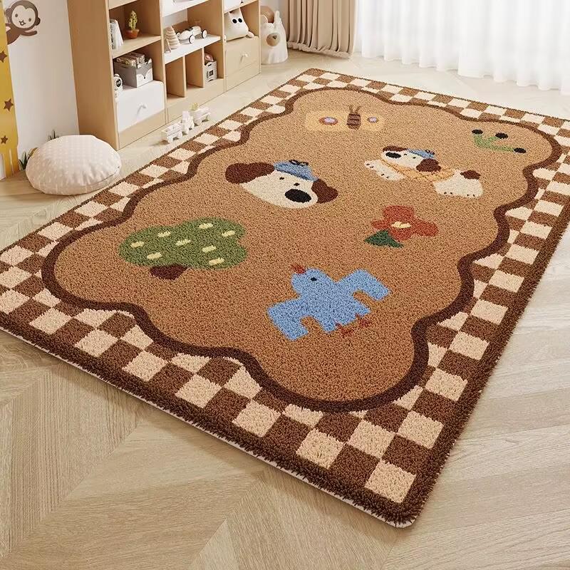 Cartoon Style Cute Puppy Non-slip Stain-resistant Large Area Rug for Living Room and Bedroom