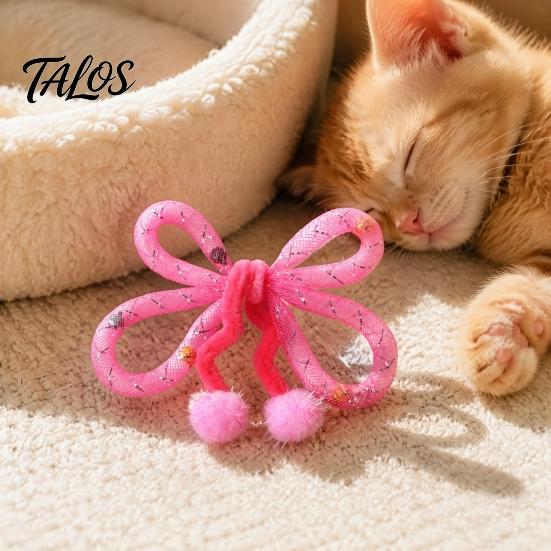 Interactive Toys for Multi Cat Households Mesh Tube Toy, Butterfly Shape Chew Toy with Bells Indoor Exercise And Plush Balls, Flexible Cats