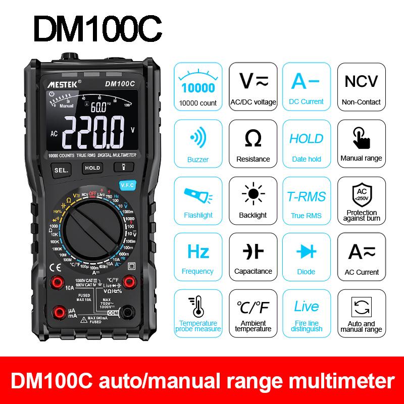 DM100C Digital Multimeter Have Spain and Poland Warehouse High Speed Smart Double Core T-rms NCV Temperature multimeters