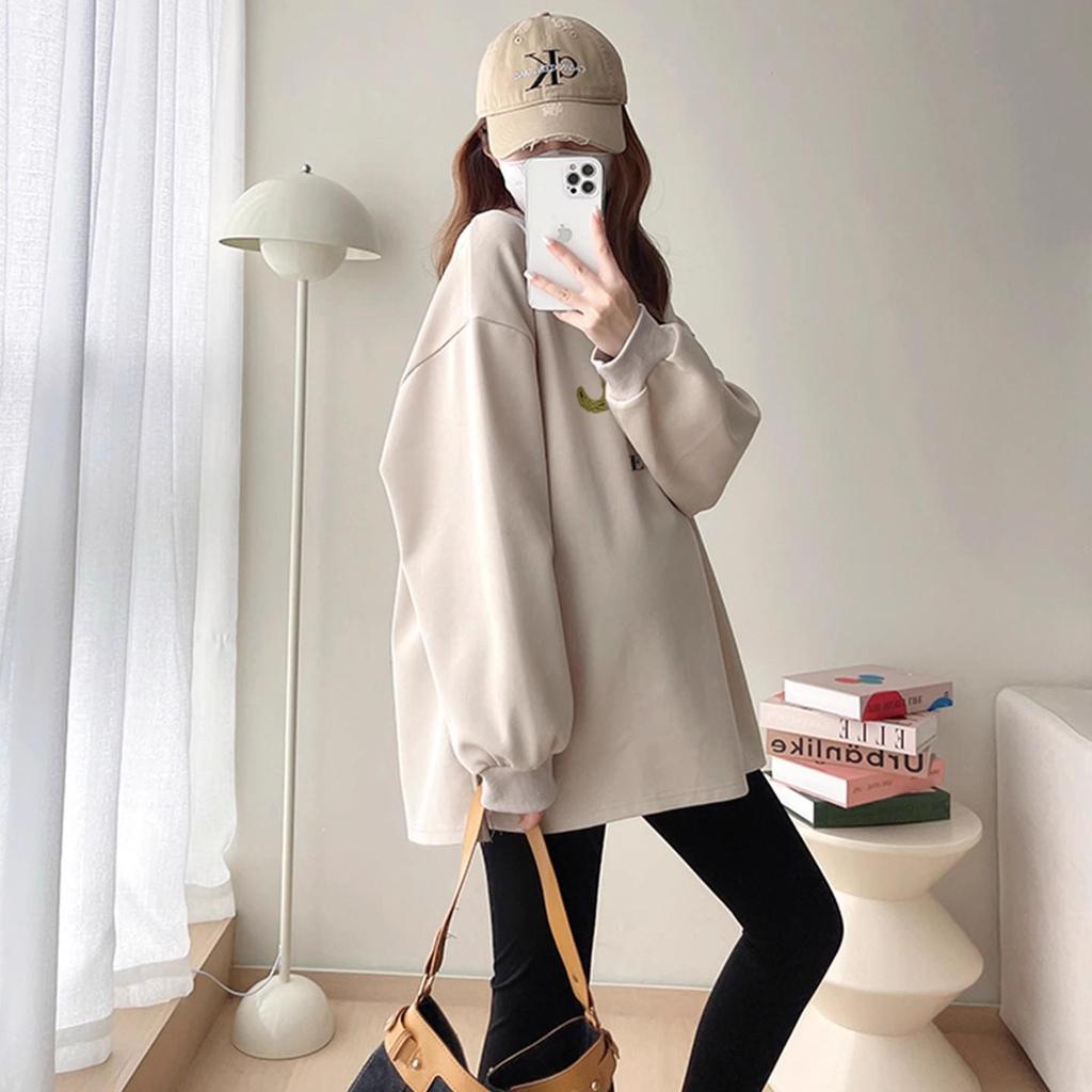 2025 Spring-Autumn Maternity Two-Piece Set: Grey & White Elephant Slit Sweatshirt with Long Sleeves