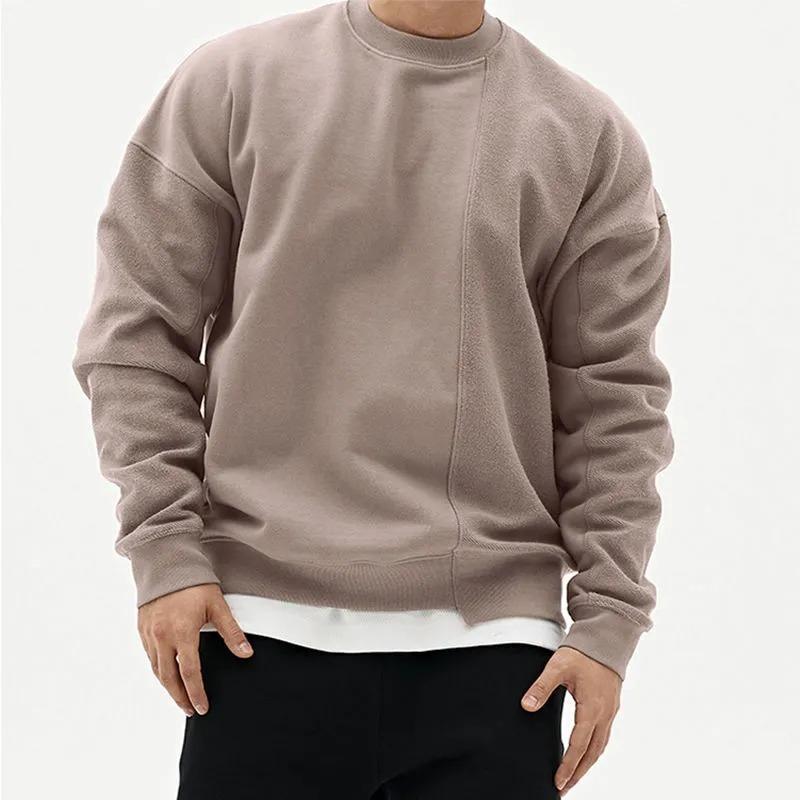 Men's Gray Oversize Crew Neck Sweatshirt Loose Casual Long-Sleeve Pullover