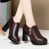 Chaussures Confortables Bouche Profonde Cuir Souple Antidérapantes Plateforme Printemps 2026 Escarpins Bloc Noir pour Femmes Chaussures de Bureau Mère