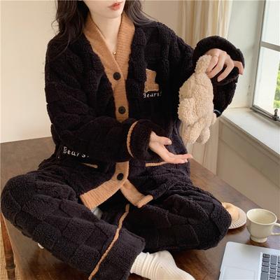 Coral Velvet Pajamas Women Winter Thickened Large Size Warm New Autumn and Winter Suits Can Be Worn Outside