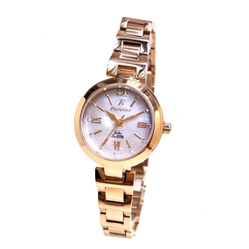 

Women s Watch, 10 ATM Water Resistant, Japanese-Made Solar Movement, with Easy Strap Adjustment Tool, Light Pink Shell Dial, FOREVER FL-1201, 6 Models