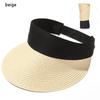 2025 New Summer Casual Roll-up Straw Cap Visor For Women Foldable Portable Beach Hat Outdoor Wide Brim Sun Hat Fashion Accessory