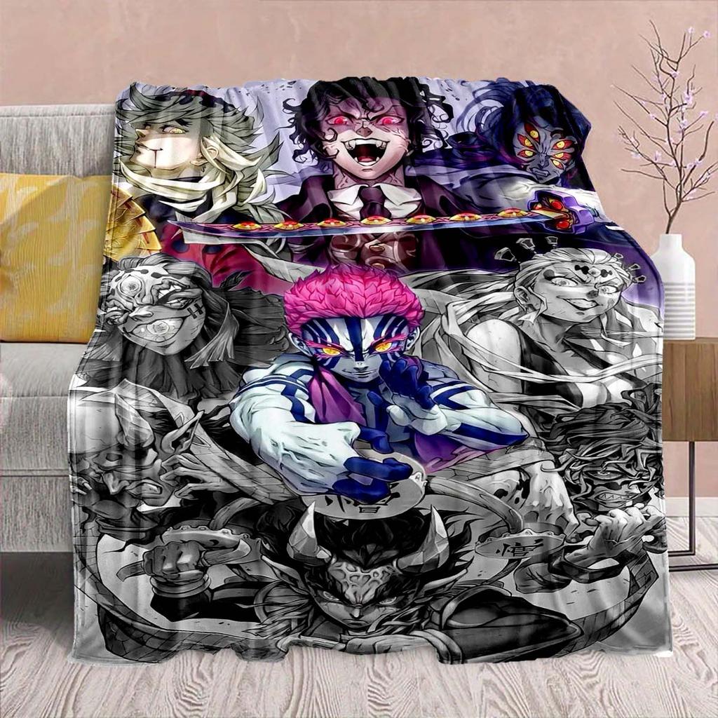 Demon Slayer Anime Flannel Blanket - Soft Warm Perfect for Sofa, Bedding Camping Travel Office Home Decor -QJY