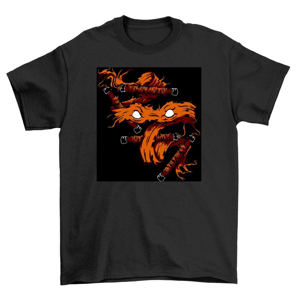 

Michelangelo Orange Turtle Mask Flaming Skull T-shirt: Funny design for daring n 3XL