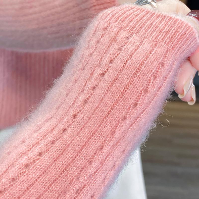 Damski sweter z półgolfem, kaszmir Qinghe, 30% kaszmiru, 70% wełny, zimowy sweter dzianinowy, jesienny sweter kaszmirowy