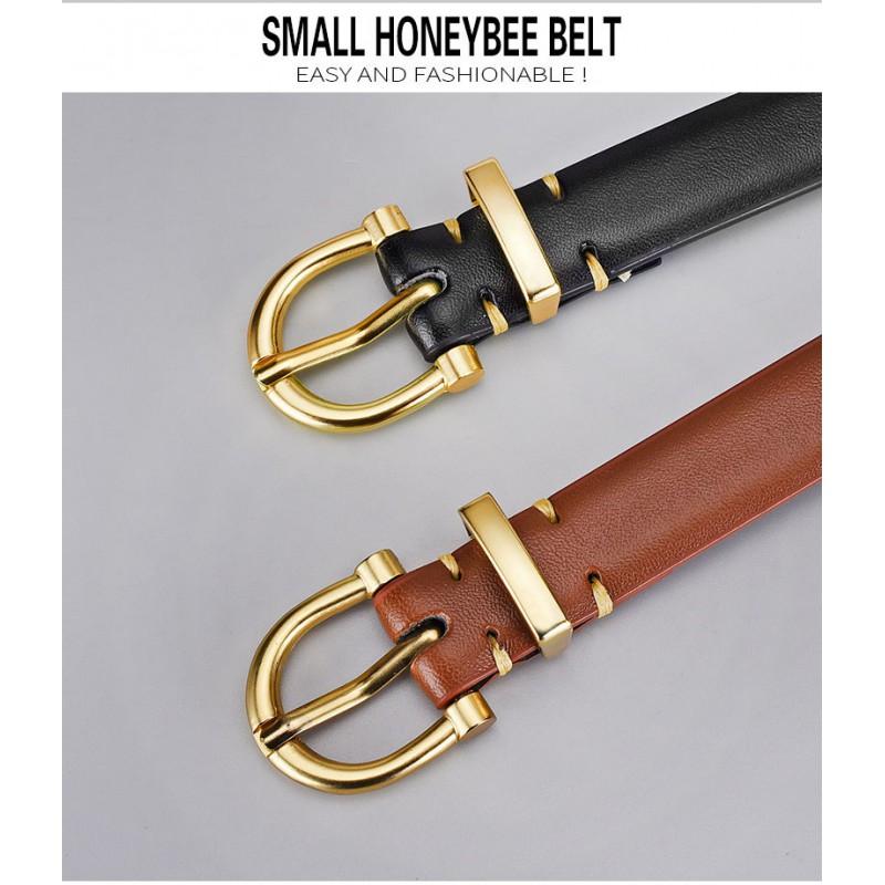 Genuine Leather Womens Belt With Alloy Pin Buckle Slim 1.8cm Width Sweet Chic Style Jeans Office Date Outfits