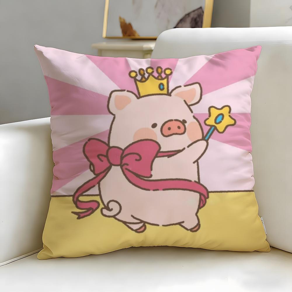 popular cartoon character pig pink Lulu Cushion Cover Soft & Easy-Wash Pillow Case – Versatile for Couch, Bed, Travel and Office