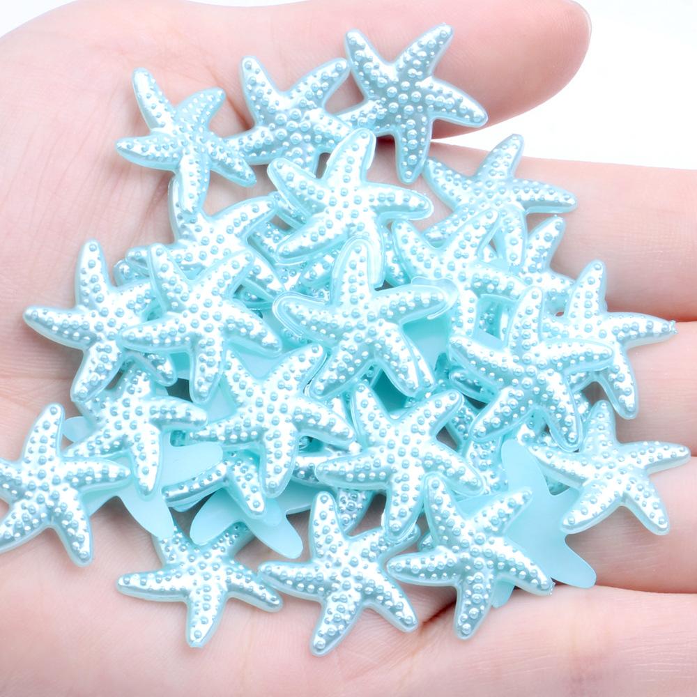 40pcs Mixed Color Starfish & Star Flatback Cabochons Resin Animal Themed Embellishments for Scrapbooking, Wedding & Beach Party Decor, DIY Crafts