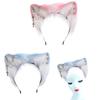 Bandeau Cheveux Oreilles de Chat Artificielles avec Boucle d'Oreille Métallique pour Spectacles d'Halloween