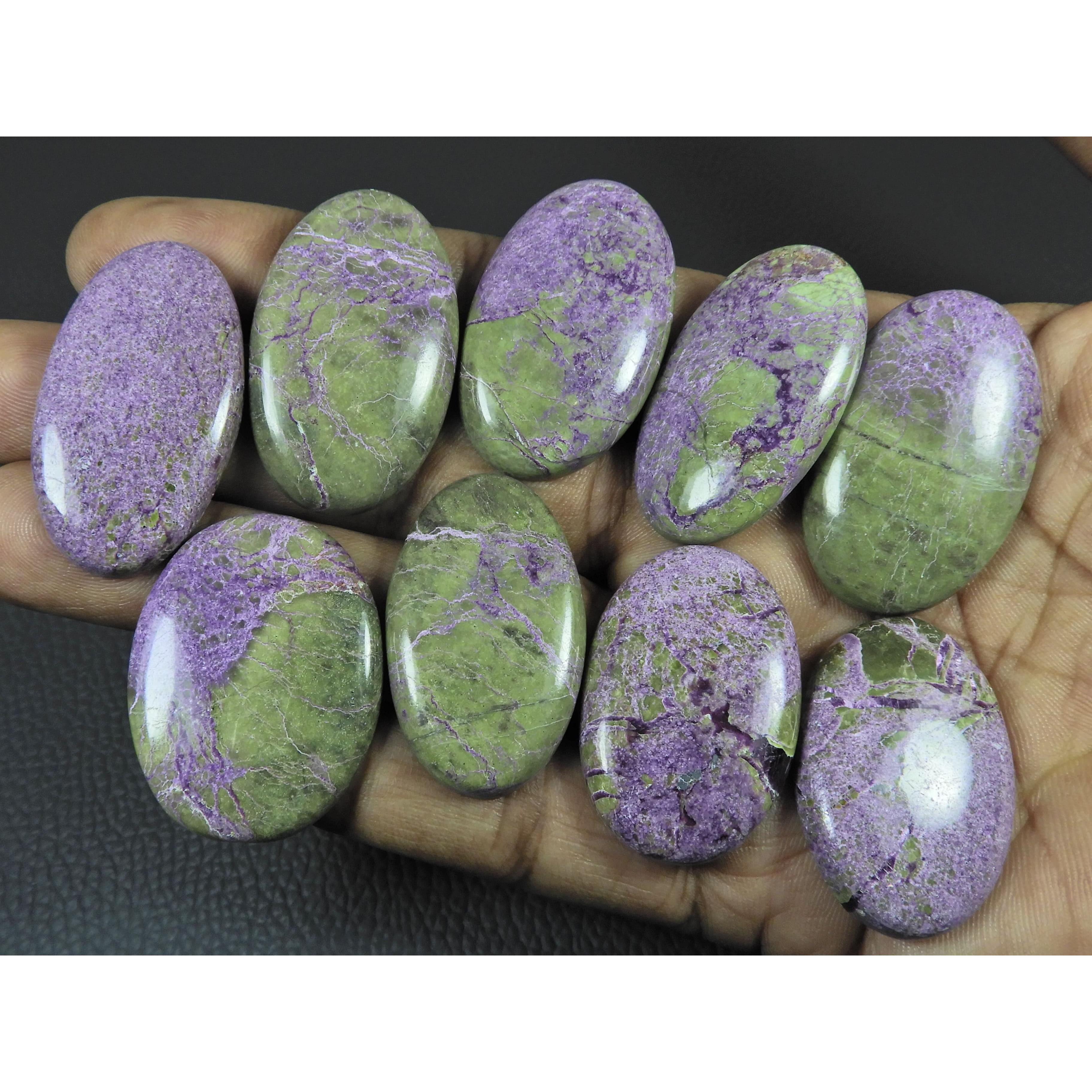 09Pcs Natural Stichtite Oval Shape Cabochon Loose Gemstone 330Cts. Lot C-2978